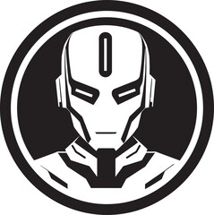 Technological Triumph Cyberrobotic Head Icon Electronic Evolution Black Robotic Face Symbol