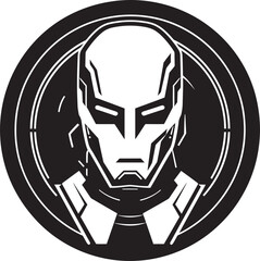 Metallic Maestro Black Cyberrobotic Symbol Digital Dynamo Vector Robot Face Design