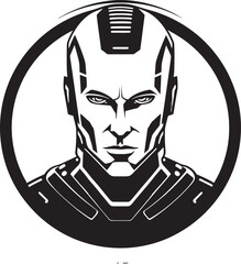 Cybernetic Spectacle Futuristic Head Icon Techno Titan Cyberrobotic Face Symbol