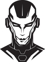 Cybernetic Sentinel Black Cyberrobot Symbol Mechanical Monarch Cybernetic Face Design