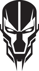 Techno Titan Vector Cyberrobot Head Icon Electronic Enigma Cybernetic Face Symbol