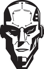 Robotic Rhapsody Black Robot Face Design Futuristic Interface Vector Cyberrobot Head Icon