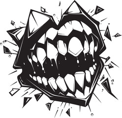 Shadowed Snarl Sinister Jaw Design Wicked Maw Black Iconic Creature Mouth