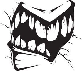 Cursed Jaws Evil Creature Icon Design Macabre Maws Sinister Jaw Vector Element