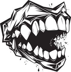 Diabolic Jaws Sinister Mouth Vector Icon Sinuous Fangs Black Creature Jaw Symbol
