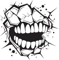 Ghastly Gnash Sinister Iconic Bite Design Infernal Snarl Black Demons Jaw Icon