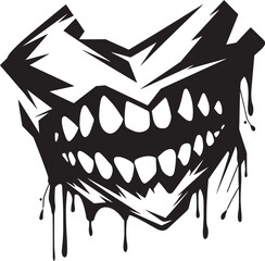 Infernal Bite Evil Creature Mouth Graphic Wicked Fangs Sinister Jaw Vector Symbol