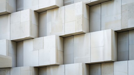 Generative AI : Detail of a building facade made of stone blocks. Abstract architecture. 