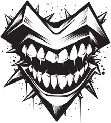 Cursed Maws Evil Jaw Icon Design Macabre Grin Sinister Mouth Graphic