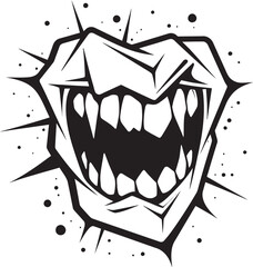 Diabolical Grin Sinister Jaw Symbol Infernal Jaws Black Creature Mouth Icon