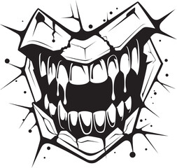 Malicious Bite Black Creature Icon Design Demonic Grin Evil Jaw Symbol
