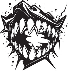Dreadful Grin Sinister Jaw Symbol Wretched Jaws Black Mouth Vector Design