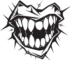 Macabre Fangs Sinister Jaw Vector Element Malicious Bite Black Creature Icon Design