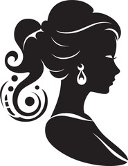 Enchanted Shadows Black Floral Face Graphic Noir Whisperings Vector Floral Woman Icon
