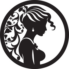 Enigmatic Elegance Black Floral Woman Head Noir Blossom Dream Vector Floral Face Design