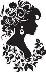 Enchanted Noir Floral Face Icon Design Midnight Serenade Black Floral Face Vector
