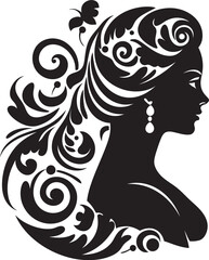 Enigmatic Elegance Floral Face Vector Graphic Midnight Whispers Black Floral Face Symbol