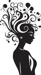 Midnight Serenade Floral Face Vector Graphic Enchanted Elegance Black Floral Face Element