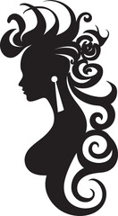 Shadowed Whispers Black Floral Woman Graphic Midnight Reverie Floral Face Vector Symbol