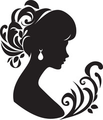 Bloom Beauty Black Floral Face Icon Petal Profile Floral Woman Symbol Design