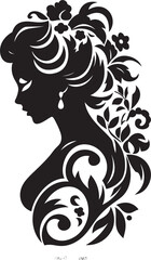 Bloom Beauty Black Floral Face Symbol Petal Portrait Floral Woman Icon Design