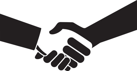 Unity Pact Handshake Graphic in Black Vector Mutual Accord Vector Handshake Icon in Noir