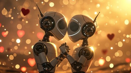 couple of robots, in love, valentine's edition generative ai