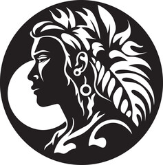 Tribal Tranquility Vector Hawaii Tribal Woman Graphic Oceanic Majesty Black Tribal Woman Icon