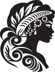 Island Tranquility Black Hawaii Tribal Woman Symbol Tribal Essence Vector Tribal Woman Iconic Design