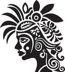 Island Beauty Black Tribal Woman Graphic Element Tribal Pride Vector Hawaiian Tribal Woman Symbol