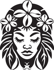 Tropic Essence Vector Tribal Woman Iconic Design Pacific Harmony Black Tribal Woman Graphic Element