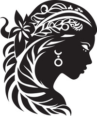 Oceanic Majesty Black Hawaii Tribal Woman Symbol Island Essence Vector Tribal Woman Iconic Design