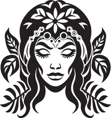 Island Essence Vector Tribal Woman Iconic Design Tribal Serenity Black Tribal Woman Graphic Element