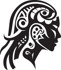Tropical Legacy Vector Hawaii Tribal Woman Symbol Tribal Harmony Black Island Woman Graphic