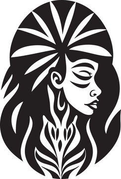 Tropic Tranquility Vector Tribal Woman Silhouette Pacific Elegance Black Hawaii Tribal Woman Symbol