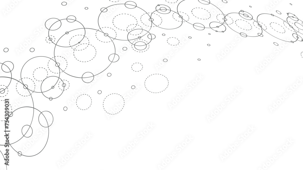 Poster Technology abstract background. Abstract geometric background. Connected circles. Network of circles.