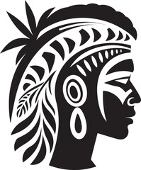 Tropical Serenity Vector Hawaiian Woman Graphic Element Tribal Temptress Hawaiian Woman Icon in Black