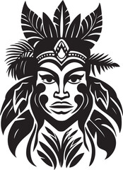 Tribal Maiden Hawaiian Woman Symbol in Black Island Harmony Vector Tribal Woman Graphic Element