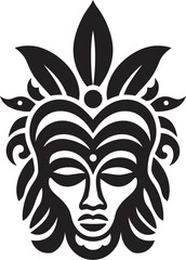 Tribal Harmony Hawaiian Woman Icon in Black Island Goddess Vector Hawaiian Woman Symbol Design