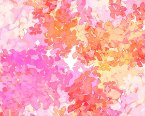 鮮やかなピンクとオレンジ色のボタニカル抽象背景イラスト