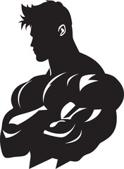Fit Fusion Vector Muscle Man Logo in Black Muscle Mark Black Fitness Man Symbol Design