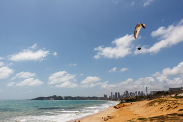 Parachutes in Ponta Negra beach in Natal, Brazil