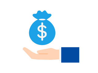 袋に入ったお金を受け取るビジネスパーソンの手のイラスト