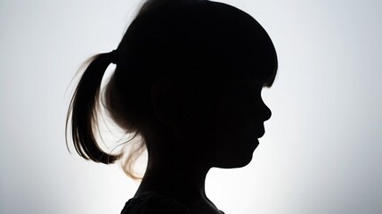 Fototapeta premium Generative AI : Silhouette of little girl profile.