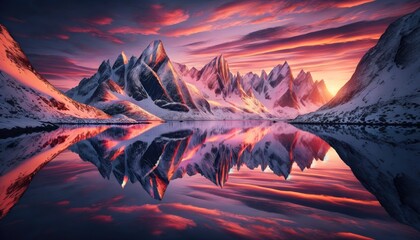 Mountain and lake in vibrant color - 734312212