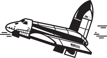 Solar Sentinel Black Vector of Rocket in Space Astral Adventurer Vector Rocket Design in Noir