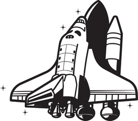 Galactic Guardian Black Icon of Space Rocket Solar Sentinel Vector Rocket Sketch in Black