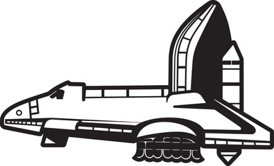 Universe Voyager Black Icon of Rocket in Space Cosmic Cruiser Vector Rocket Sketch in Noir