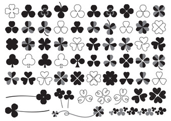 様々な形のクローバーのアイコンセット
