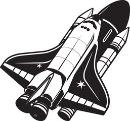 Stellar Soarer Icon Vector Design of Space Rocket Orbit Observer Silhouette Black Graphic of Spacecraft